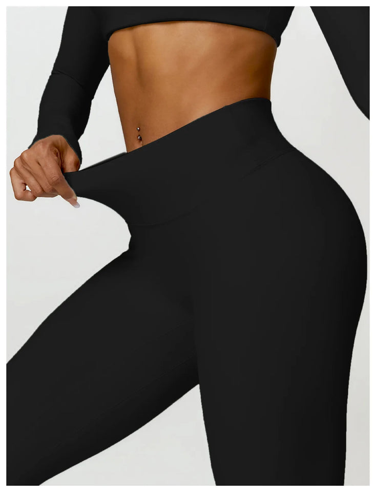 2PCS Long Sleeve Gym Set Women Yoga Clothes Quick-Drying Sportswear Running Leggings Workout Sports Crop Top Women