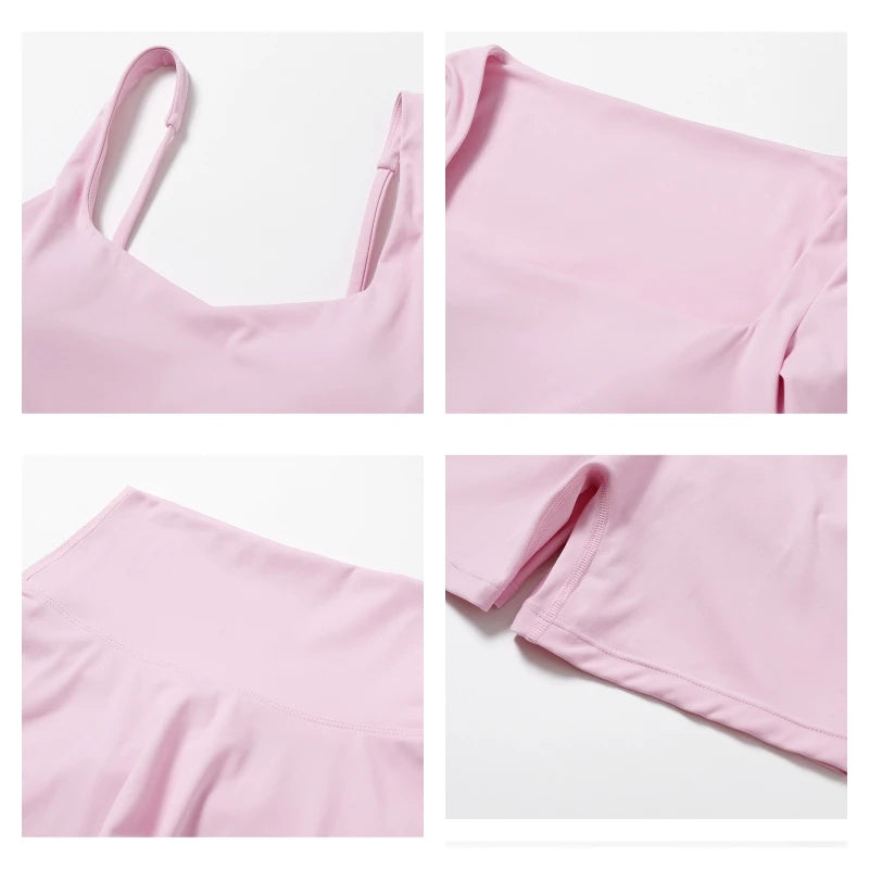 2PCS Long Sleeve Gym Set Women Yoga Clothes Quick-Drying Sportswear Running Leggings Workout Sports Crop Top Women