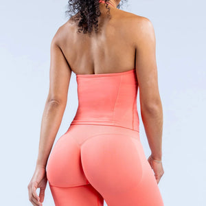Impact Longline Strappy Gym Top Backless Gym Clothes Women Scrunch Built-in Bra With Removable Cups Yoga Tank Tops
