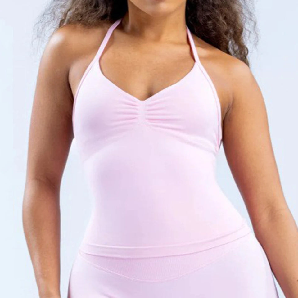 Impact Longline Strappy Gym Top Backless Gym Clothes Women Scrunch Built-in Bra With Removable Cups Yoga Tank Tops