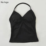 Impact Longline Strappy Gym Top Backless Gym Clothes Women Scrunch Built-in Bra With Removable Cups Yoga Tank Tops
