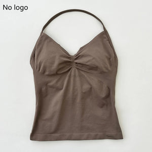 Impact Longline Strappy Gym Top Backless Gym Clothes Women Scrunch Built-in Bra With Removable Cups Yoga Tank Tops