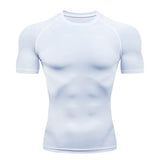 Compression Shirt Summer Men'S T-Shirt White Short Sleeve Breathable Quick Dry Fitness Top Sports Long Sleeve Compression Shirt